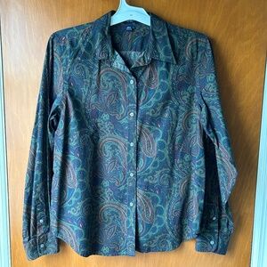 Chaps Paisley Button Down Blouse Ladies Size L EUC